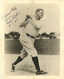 1947 Babe Ruth Signed & Inscribed 8x10 Vintage Photo (JSA)